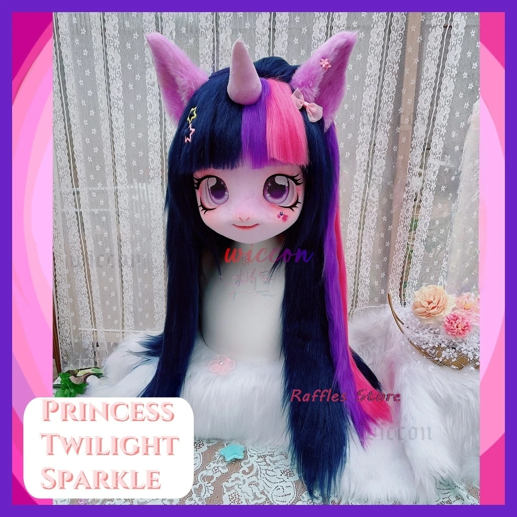 Twilight Sparkle Fursuit Cosplay Headset Furry Costume My Lovely Pony Furry Kig Kigurumi Animal Fluttershy Mask Cosplay Costume