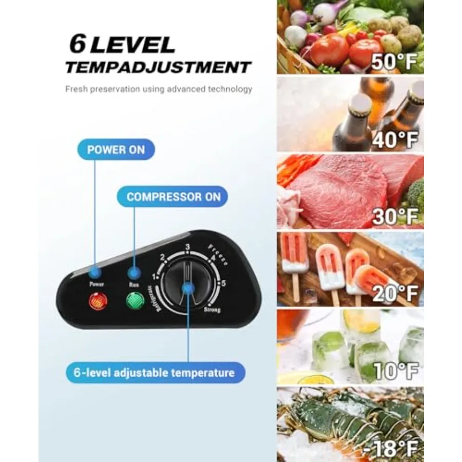 Small Deep Freezer 5.0 Cu.Ft Mini Chest Freezer with 2 Removable Baskets 6 Level Adjustable Thermostat Down to 18F Front Defros