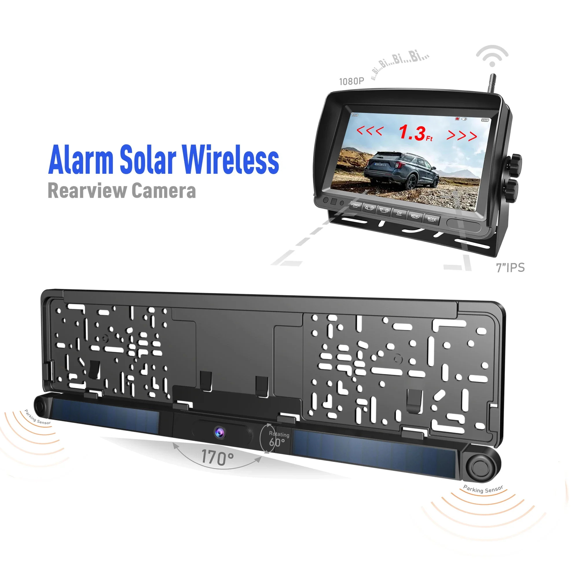 DIY 5S Installation 720P HD Rear View Back PDC Parking Sensor Cameras With 7 Inch Solar 2.4GHz Digital WIFI Wireless