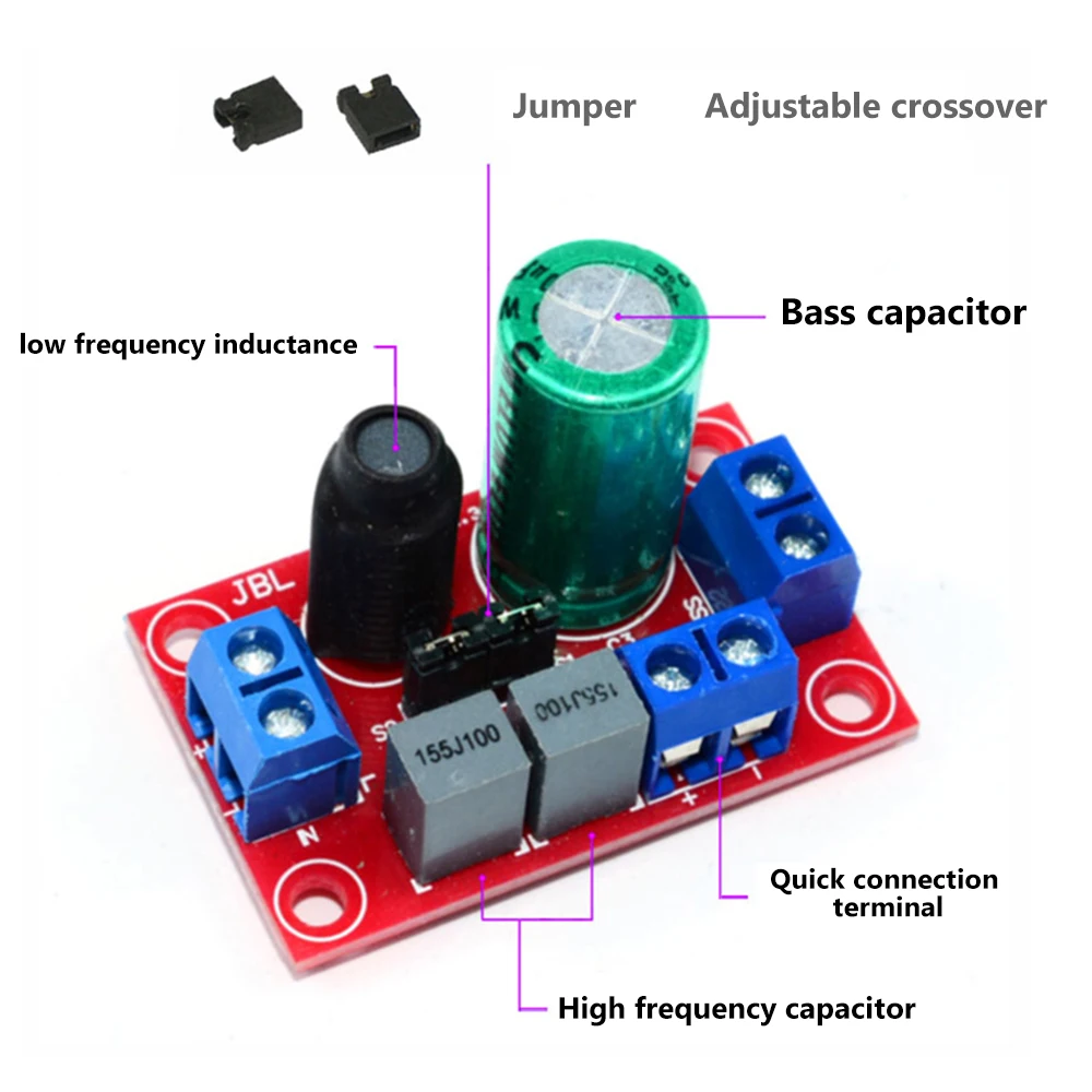 Nastavitelný dva způsob crossover HIFI reproduktor vysoký a nízko frekvence auto tweeter bas audio reproduktor dělič DIY domácí