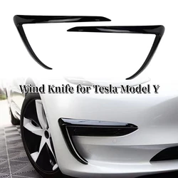 Tesla modeli Y için rüzgar bıçak ön tampon kapak sis lambası kaş Spoiler Blade Sticker Trim ABS araba modifikasyon siyah 2018-2023