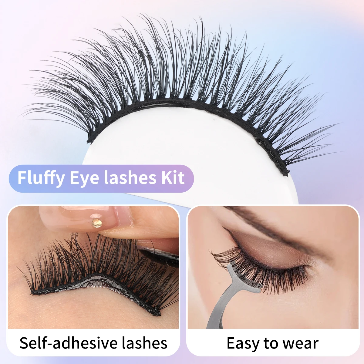 MAGEFY 5 pares de pestañas postizas con pinzas, cepillo para rímel, sin pegamento, 7-15mm, pestañas de ojos de gato, pestañas de Manga rizadas naturales, belleza