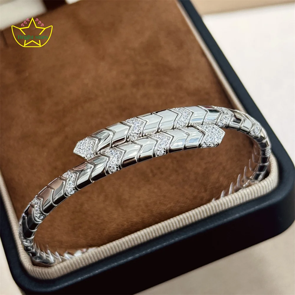 

Яркие звезды, стерлинговое серебро S925, ретро-браслет в форме змеи, легкий роскошный браслет из змеиной кости, дух, простой круг, украшения для рук