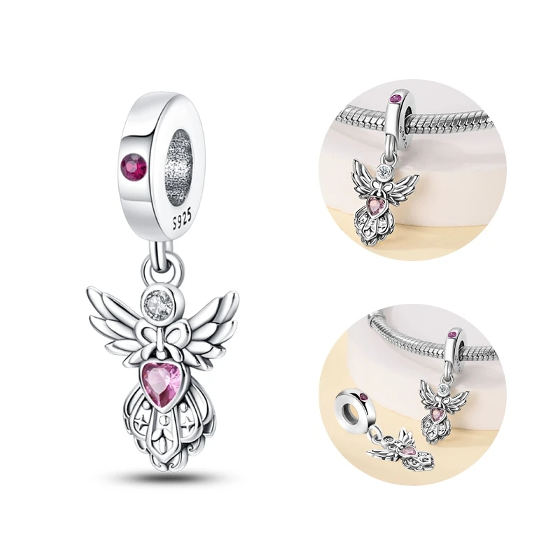 2024 New Romantic Retro Classic Guardian Lotus Charm Beads Fits Pandora 925 Original Bracelet Women Silver Pendant Bead Jewelry