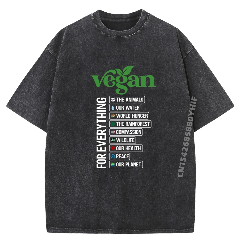 

Vegan For Everything Vegan Powered T Shirt Hip Hop Funny Comfortable Streetwear Mens Tees Summer Washed Tee-Shirt