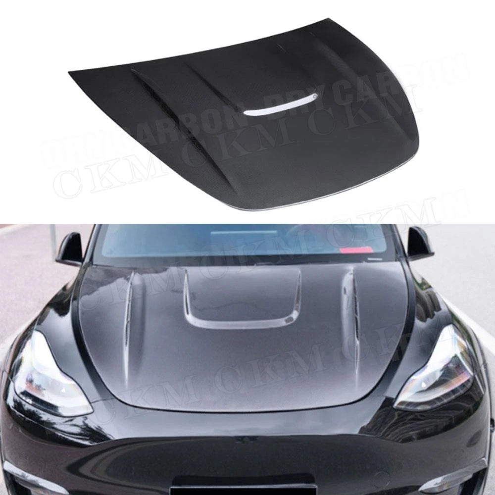 

Carbon Fiber Material Car Front Engine Hood Body Kits Bumper Protect Guard Accessories For Tesla Model Y