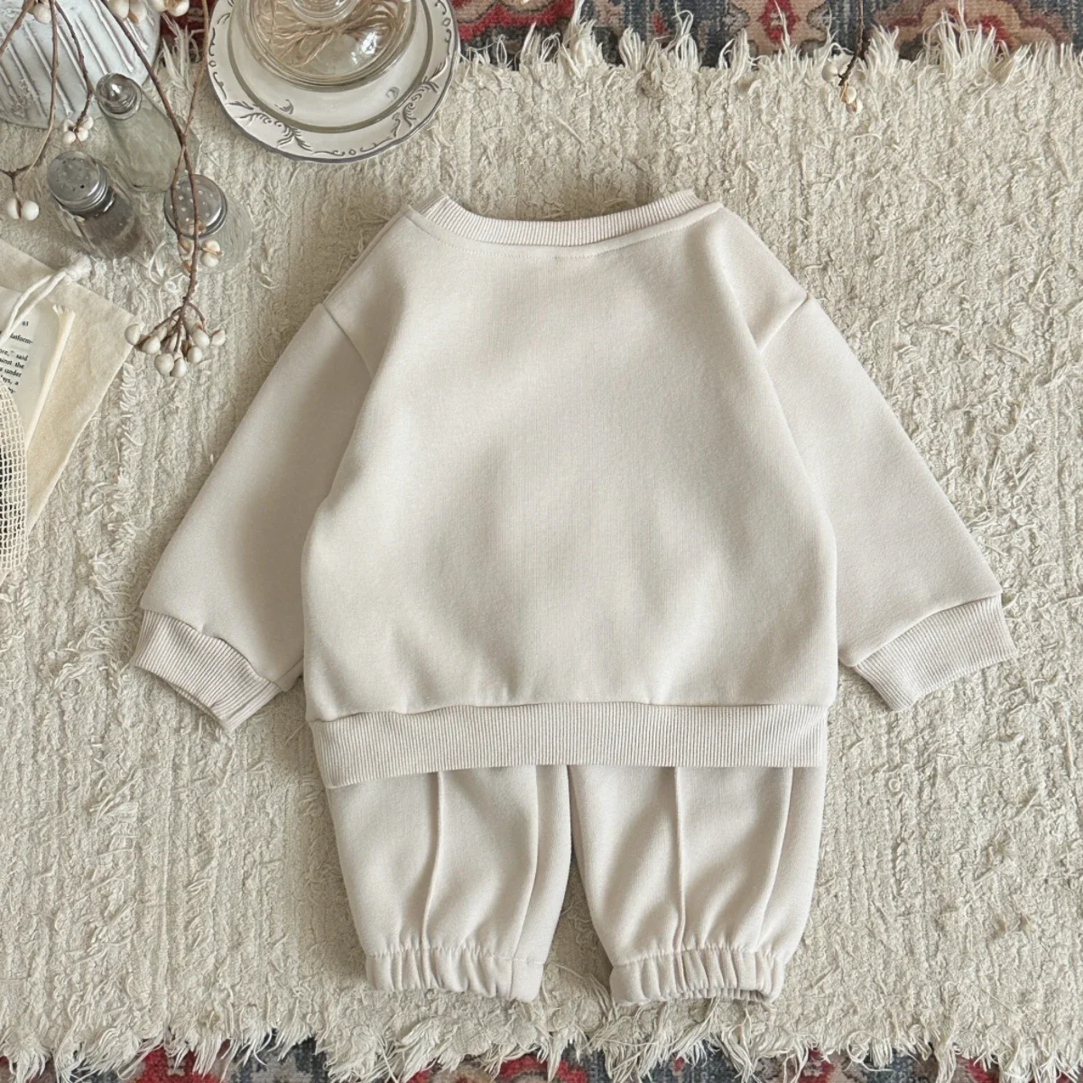 Autumn Toddler Baby Girls Outfit Popcorn Print Long Sleeved Pullover Elastic Waist Pants Spring Baby Boy Clothes