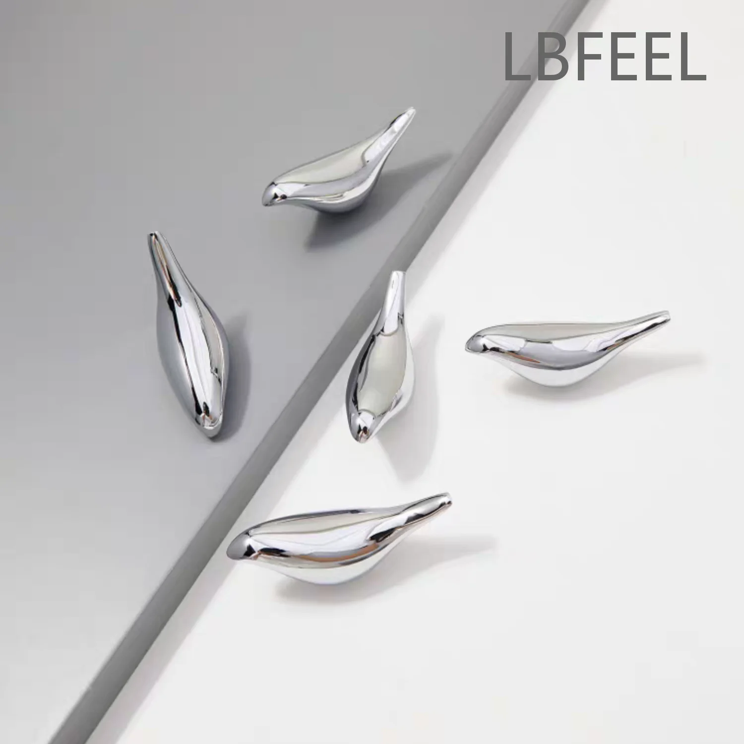 Brass Bird Knobs for Drawers Silver Chrome Furniture Handles for Cabinet Wall Hooks Cupboard Wardrobe Closet Dresser Knob LBFEEL