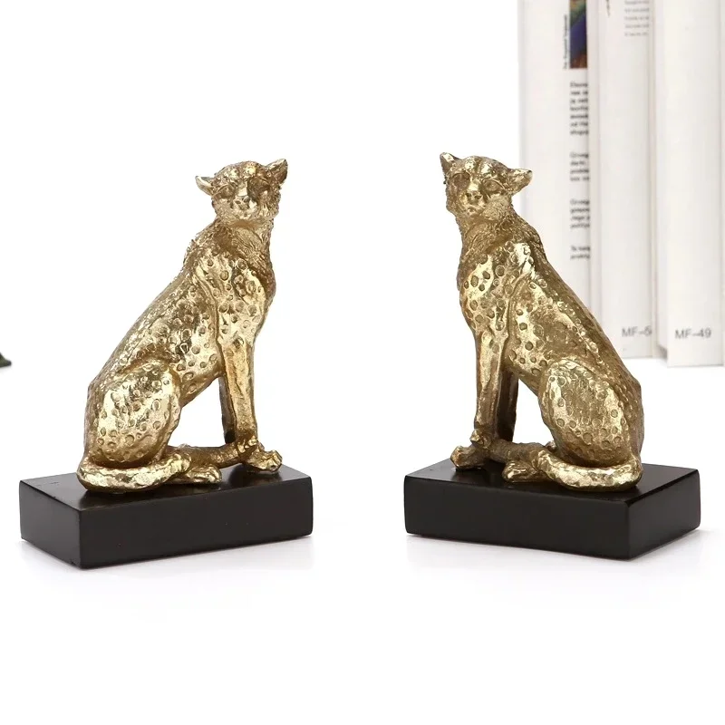 Cheetah Statue Book Stands Resin Leopard Bookends Study Ornament Decor Bookshelf Desktop Organizer Campus Stationery Gift Craft