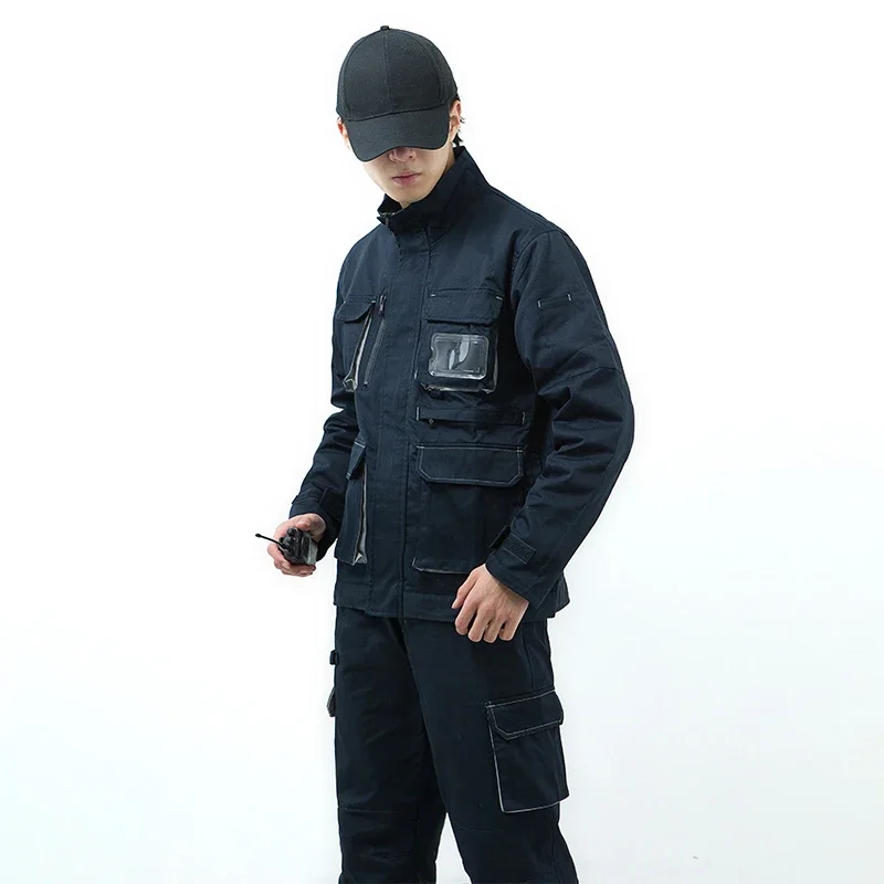 Multi-pocket Overalls Set Wear-resistant Labor Protection Clothing Multi-functional Tooling Auto Repair Factory Uniform Tops