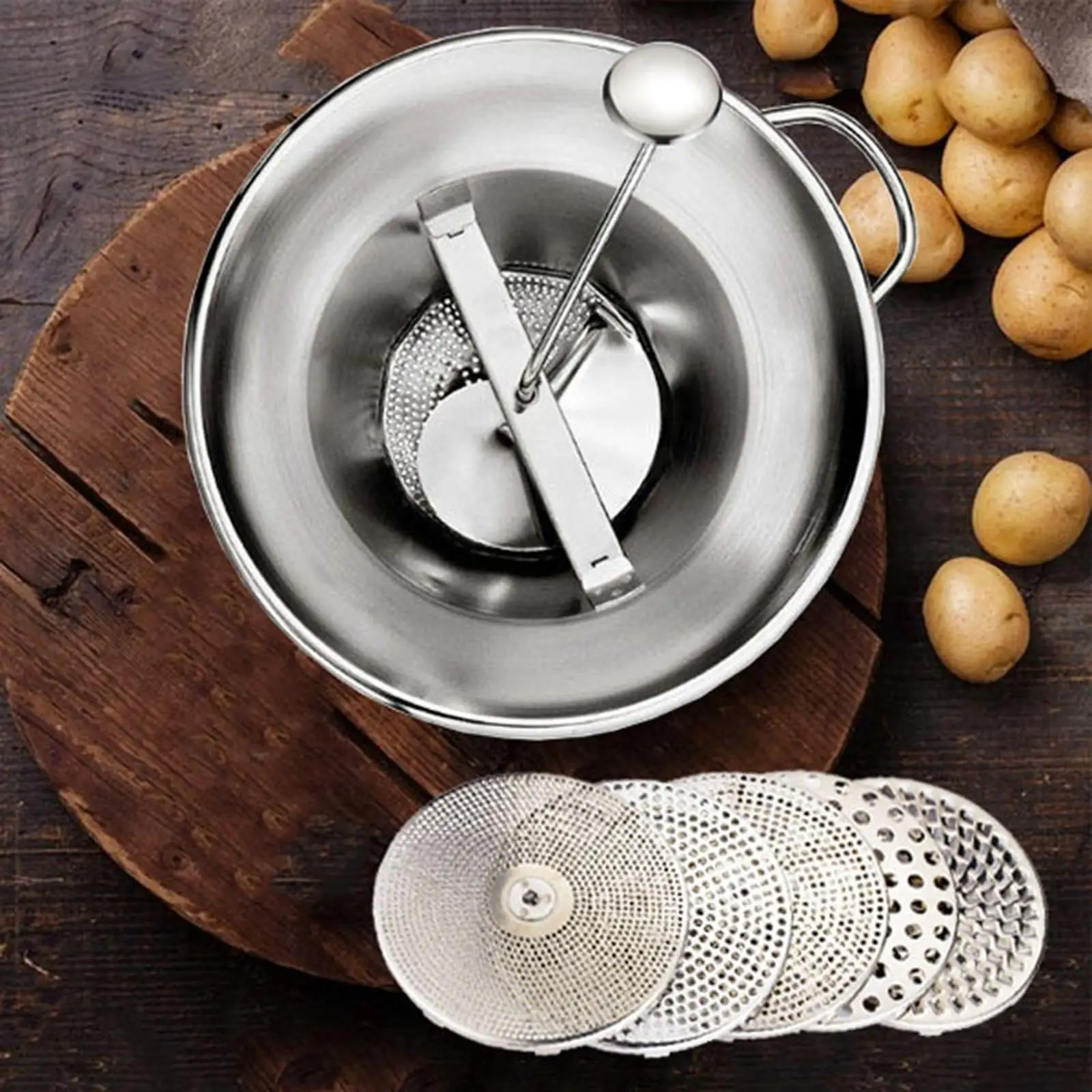 

Hand Crank Food Mill Potato Masher, Grating Kitchen Mill Vegetable Strainer for Sauce Potatoes , Fruit