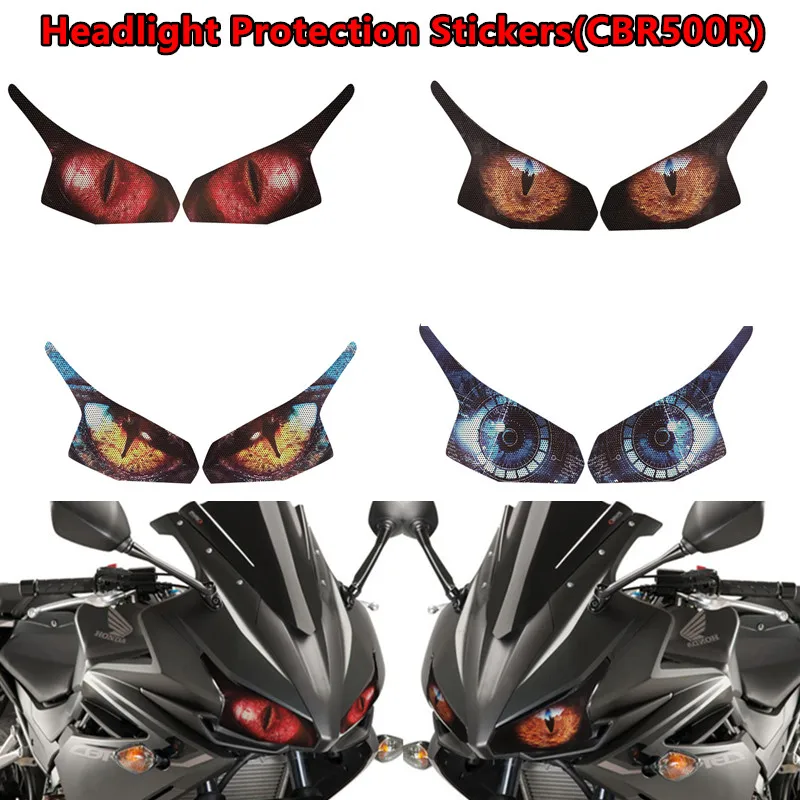 Motorcycle 3D Front Fairing Headlight Stickers Guard Head Light Protection Sticker For CBR500R CBR 500R CBR500 R 2016-2019