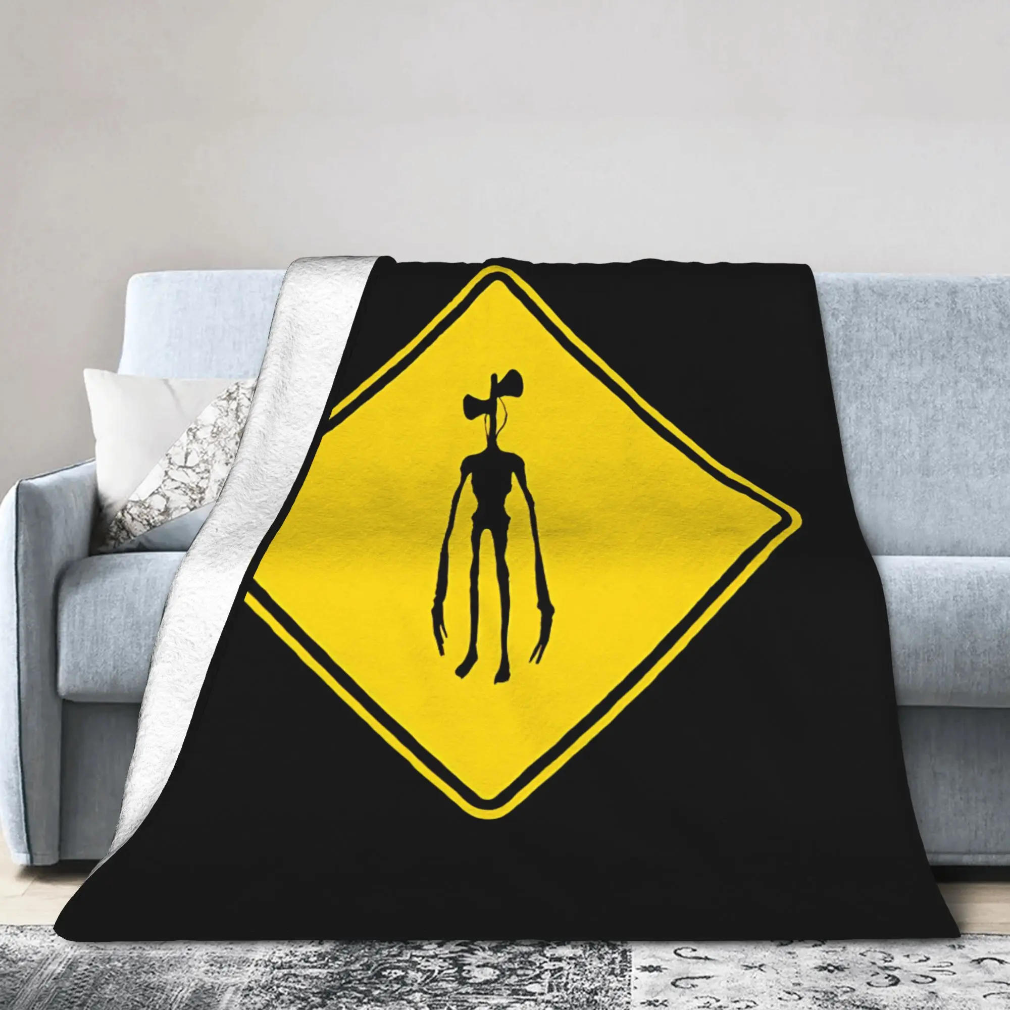 Warning Siren Head Blanket  Plush Funny Warm Throw Blanket for Home Textile Decor