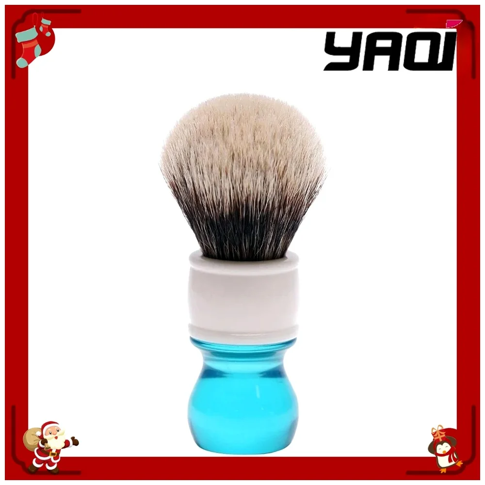 YAQI Mens Shaving Brush 24mm Aqua Two Band Hair Wet Shave Tools Best Gift for Men Mens Grooming Tools Mens Gift