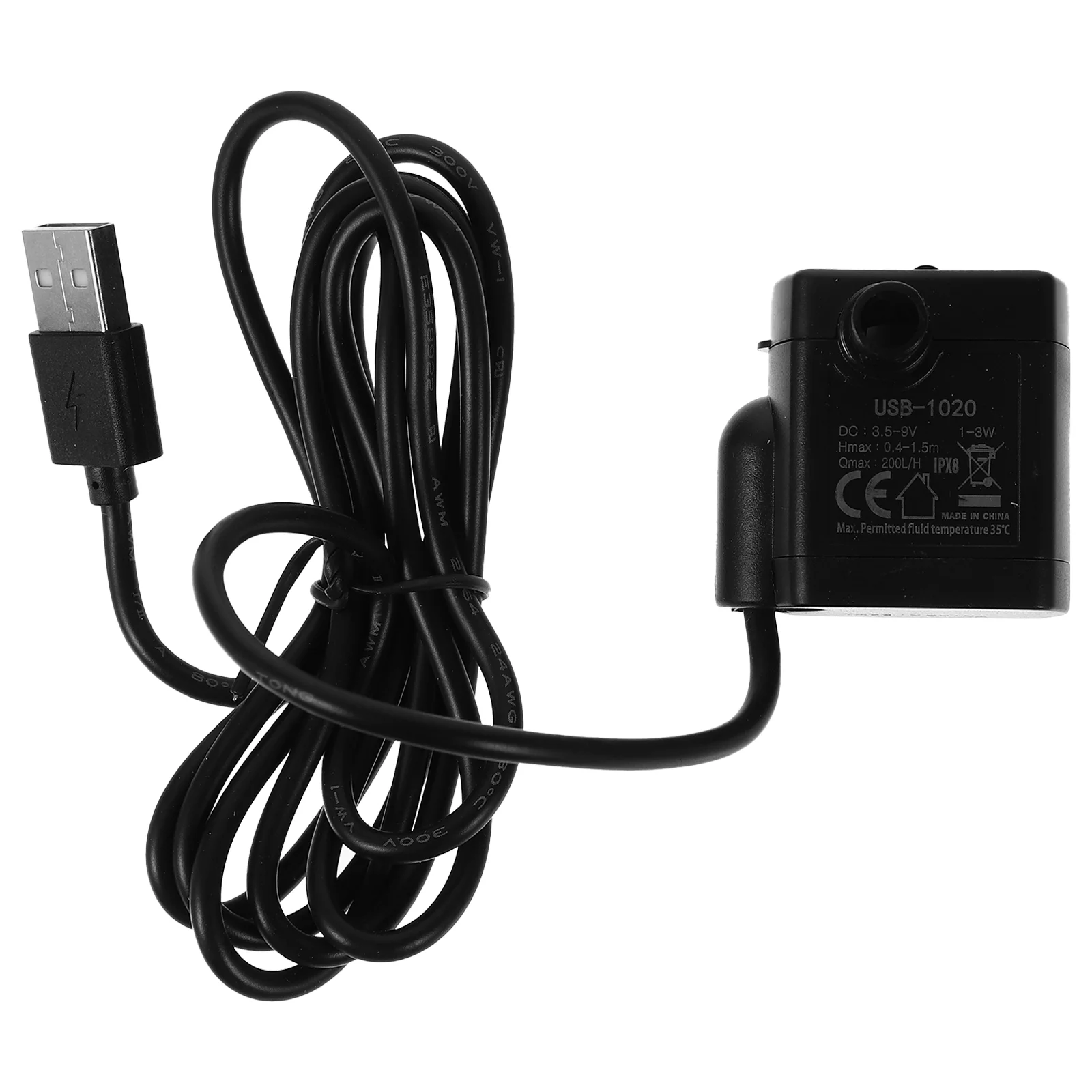 

USB Mini Powerful Submersible Water Pump with Power Cord for Fountains Ponds Aquarium Fish Tank Statuary Black