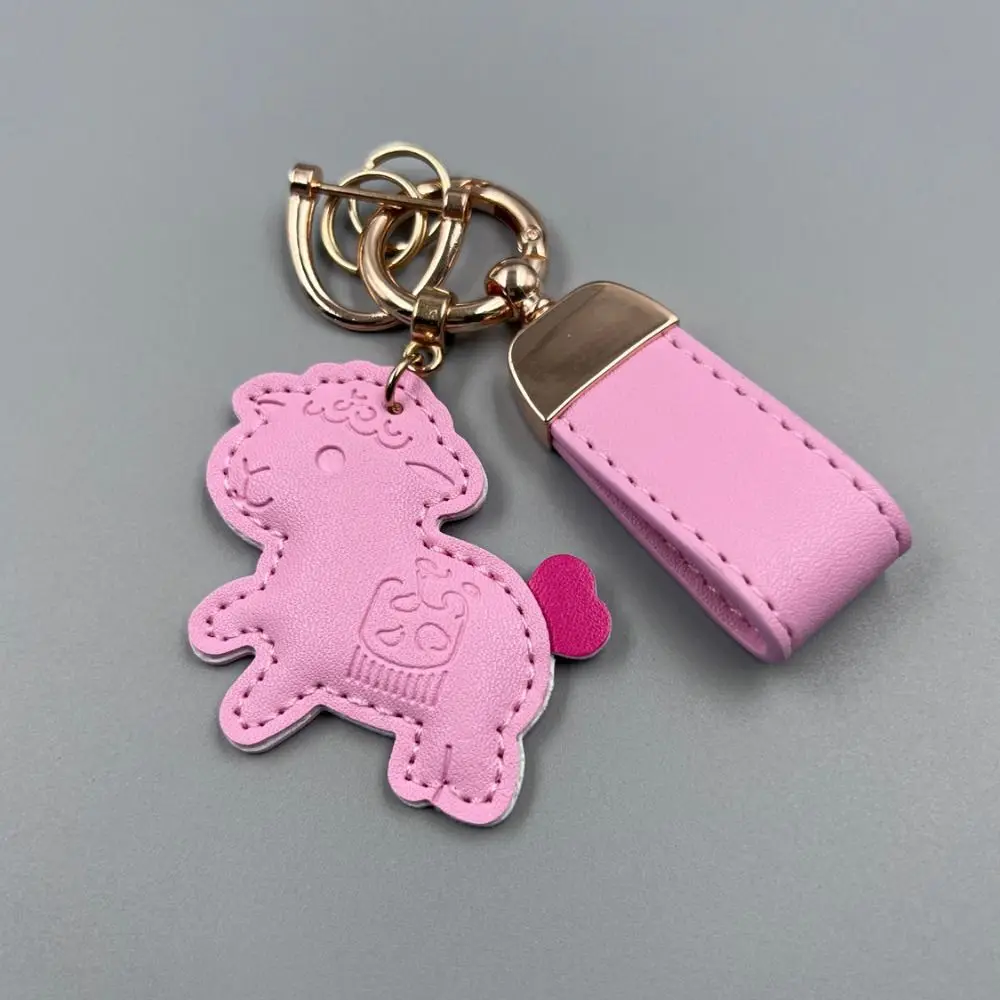 Kawaii Cartoon Pu-Lamm-Schlüsselanhänger, Leder-Zodiak-Ziegen-Anhänger, Anti-Verlust-Riemen, Ziegen-/Schaf-Taschenanhänger, Taschenhänger – Detail 4