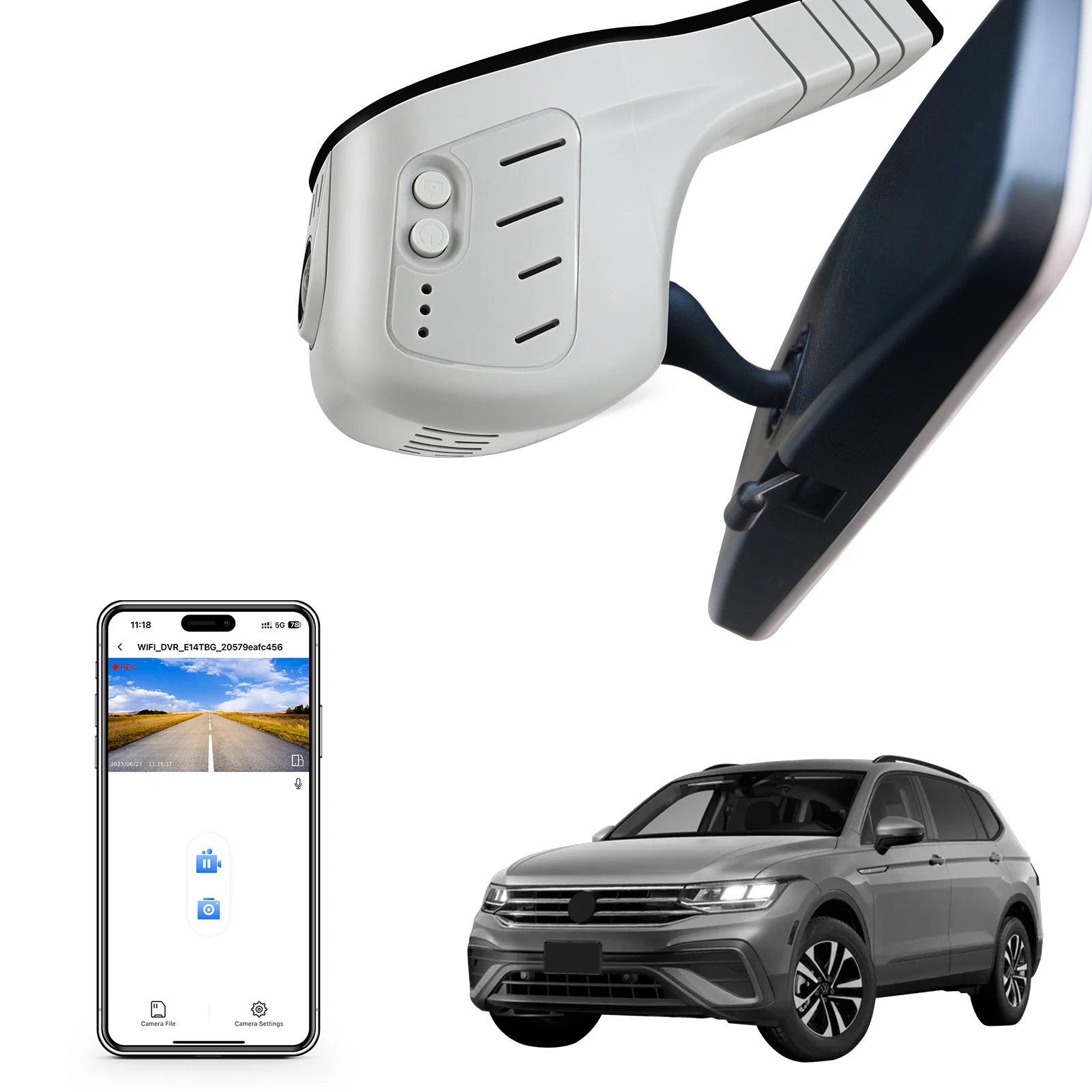 Mangoal 4K Dashcam voor Volkswagen Tiguan Gen2 AD/BW Dashcam (Model A/B) 2018-2024 GPS WiFi App Recorder 64GB/128GB kaart