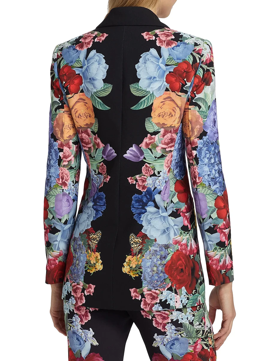 VGH Formale Druck Zwei Stück Set für Frauen Revers Langarm Verstärktes Chic Botton Blazer Hohe Taille Hose Anzug Weibliche Kleidung