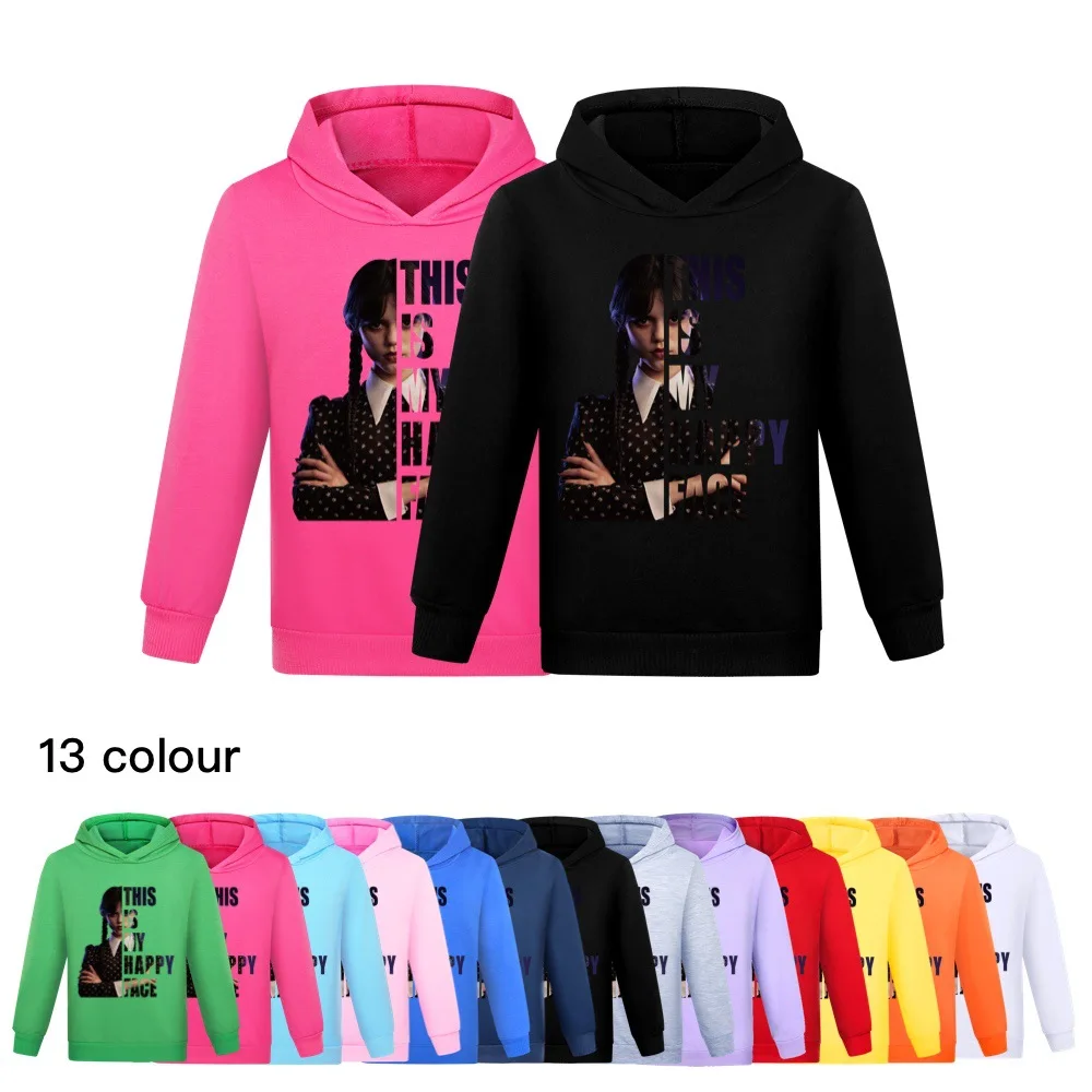 

Children Clothing Wednesday Sweatshirts Boys Girls Fashion Addams Spring Fall Hip Hop Hoody Kids Long sleeve Casual Tops 2-16Y