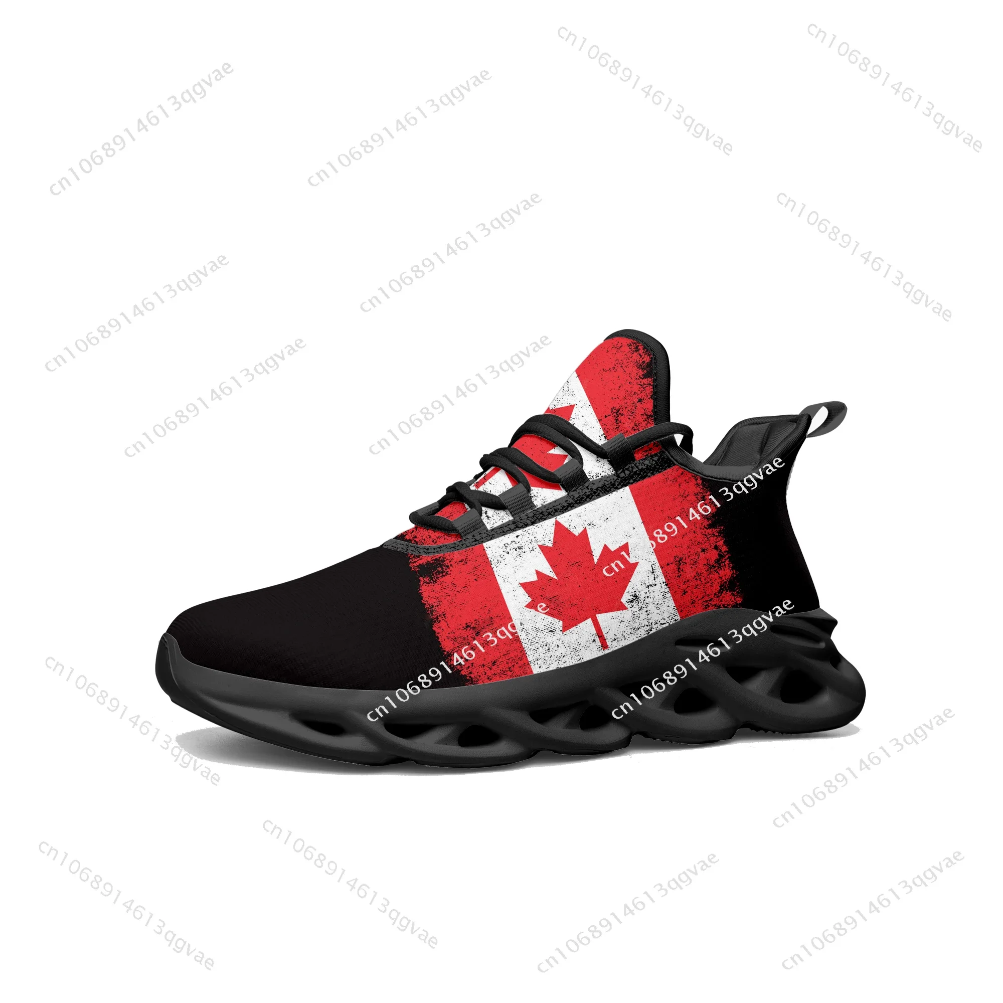 Canadian Flag Flats Sneakers Mens Womens Canada Sports Running High Quality Sneaker Lace Up Mesh Footwear Tailor-made Shoe Black