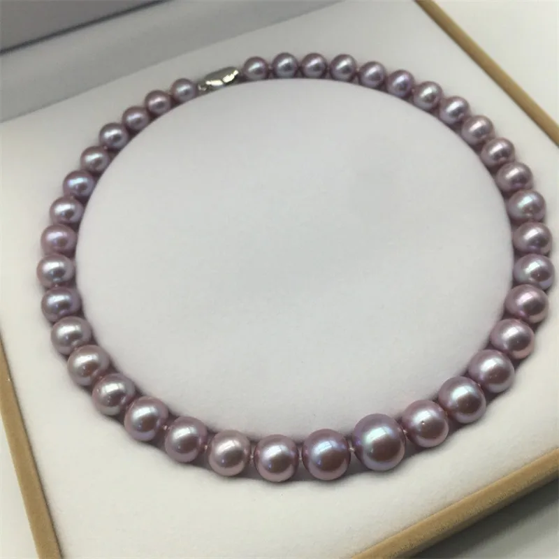 

Classic Natural 10-13mm Genuine Purple Pearl Necklace Fine Trendy Gift for Women Girls Pendants Jewelry 925 Sterling Silver