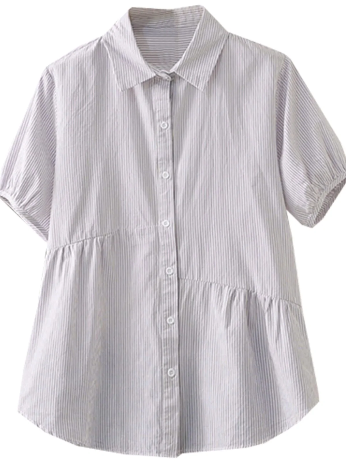 

Summer Casual Large Size 200 Pou Collar ort Sve Women's irt Korean Sle Versatile Faion Single Button Leisu...
