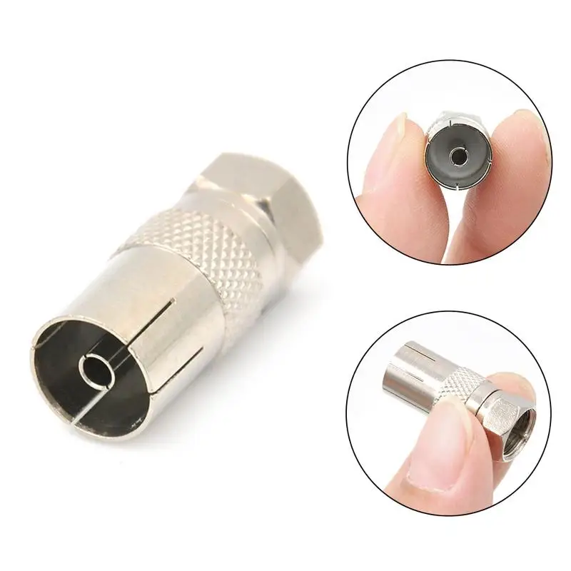 1/2/5pcs Durable F Type Male Plug Adapter Connector Converter To Coax Female Socket For Satellite TV DVR Coaxial Connector