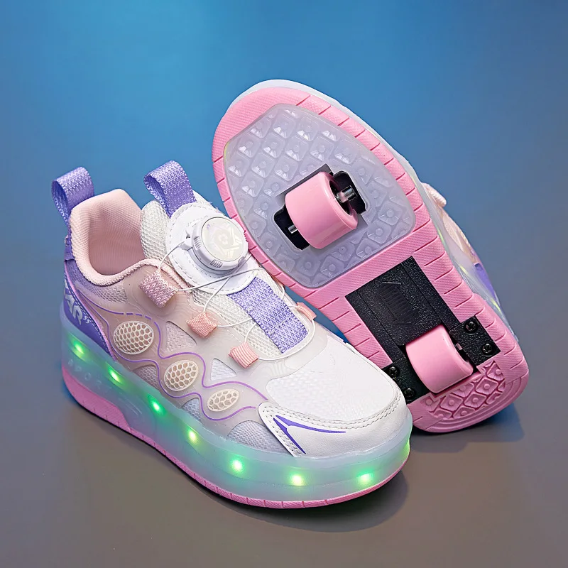 Scarpe da skate in linea a LED Scarpe da pattinaggio a rotelle per bambini con ruote Scarpe da skate a 2 ruote Sneaker con ruota sportiva a rulli volanti