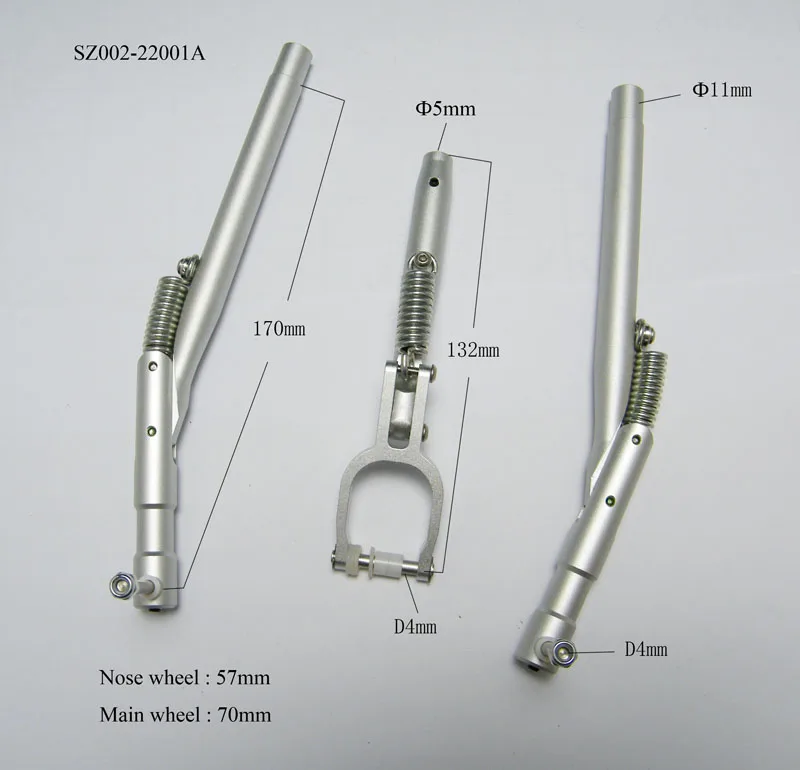 Train d'atterrissage absorbant les chocs en métal pour avion/Drone RC, jambe de force d'amortissement en alliage d'aluminium CNC de 123mm, capacité de charge de 3 à 5KG