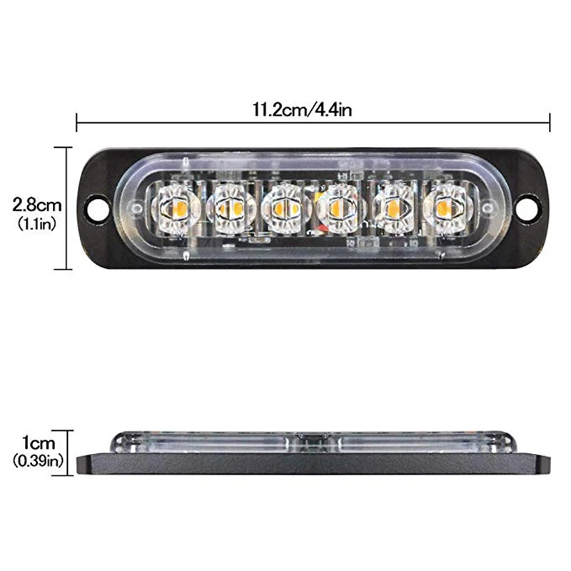 Car Light Bar Amber 6 LEDs Car Truck Emergency Beacon Warning Hazard Flash Strobe Light Bar Dropshopping car accessories