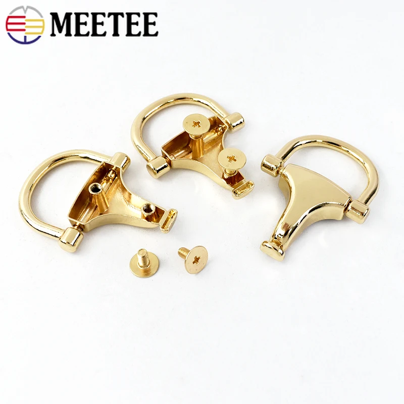 Meetee 2/4pcs Bag Side Clip Ring Buckle Metal Hanging Pendant Clasp Screw Handle Chain Hook Buckles DIY Hardware Accessories