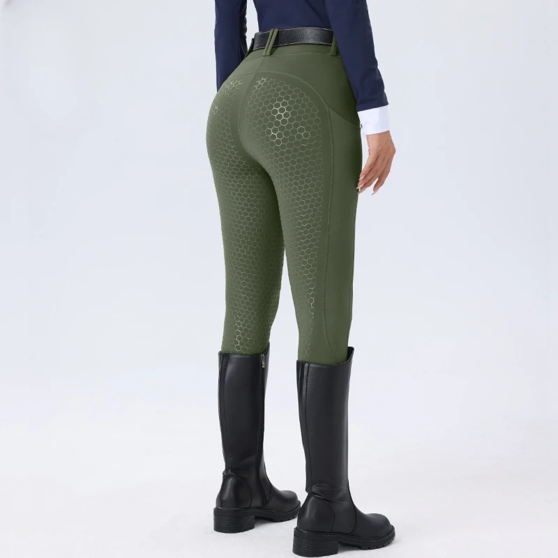 Women's Horse Riding Pants Full Seat Silicone Non-slip High Waist Breeches Slim-fit Riding Pants with Pockets Equestrian Clothes