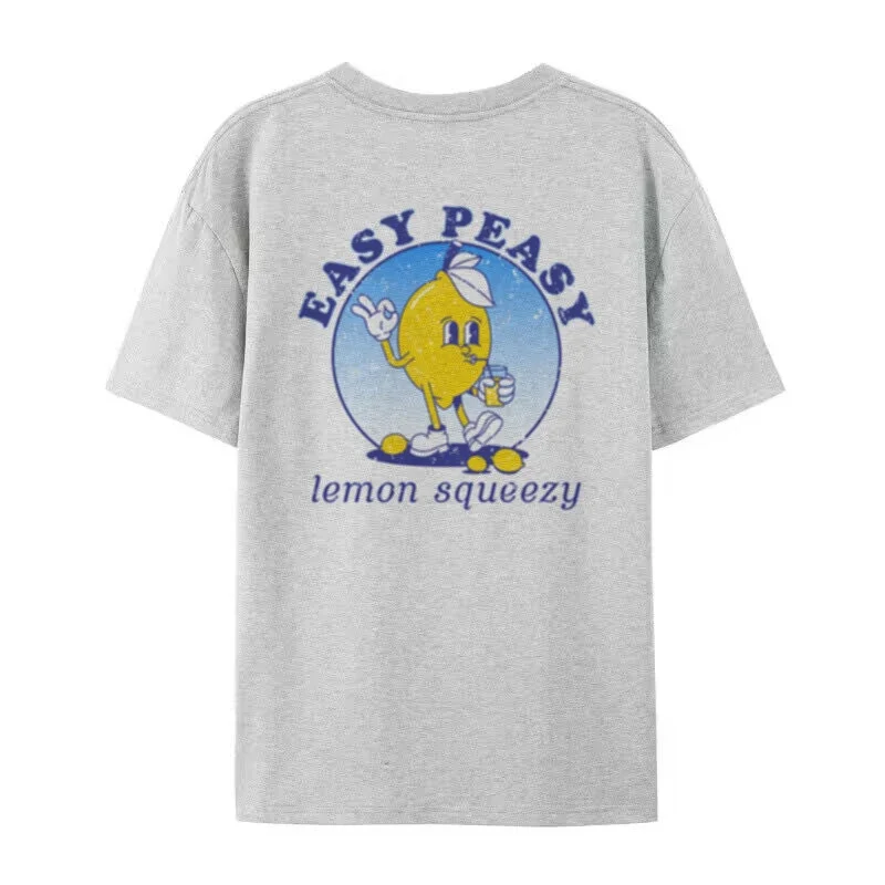 Easy Peasy Cartoon Lemon Printed T-Shirt Women Hippie Retro Funny T Shirt Summer Loose Cute Graphic Tees Unisex Vintage Clothes