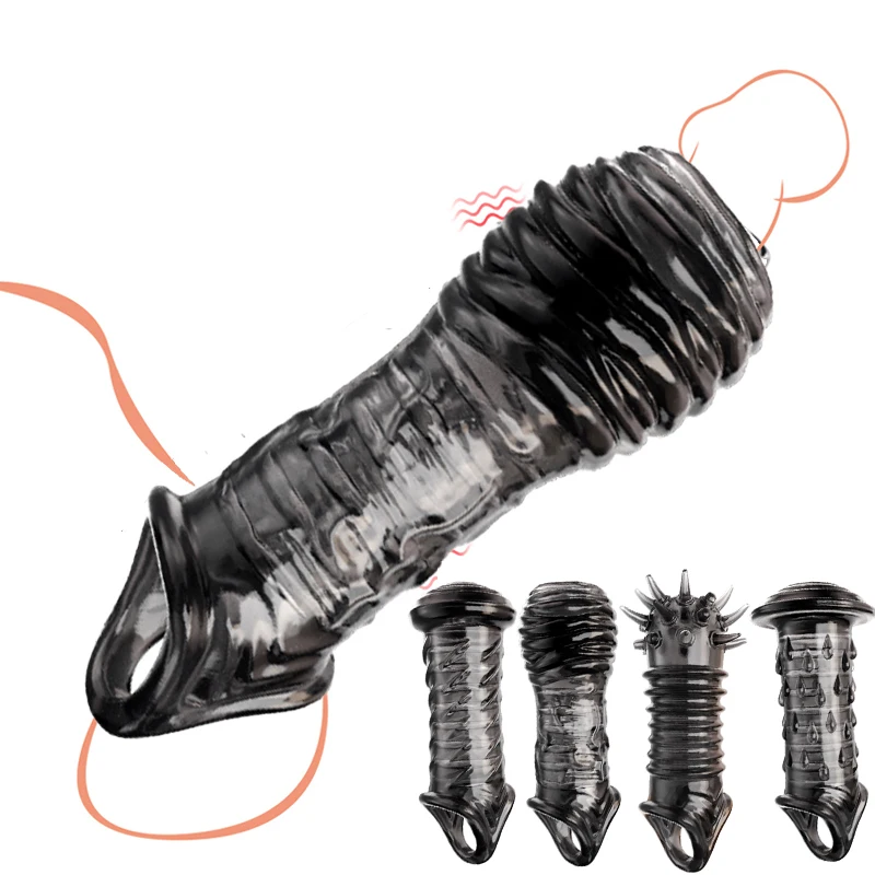 Thick Spikes Reusable Soft Penis Extender Condom Cock Sleeve Ring On Penis Condoms Enlargement Sex Toys For Male Erotic Goods