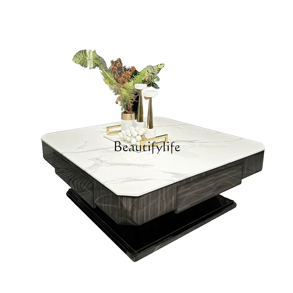 

FG10Italian light luxury living room coffee table square solid wood marble tea table