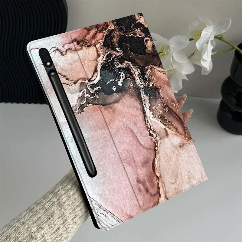

Marble Pattern Pink Brown Gift Tablet Case For Samsung Galaxy Tab S7 S8 S9 S10 FE Lite