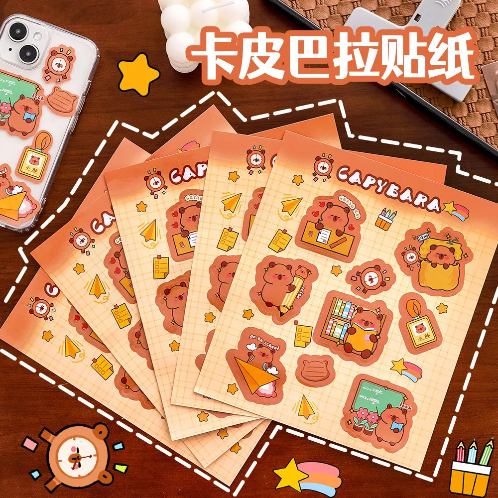 12 Set DIY Cute Capybara Mobile Phone Case Sticker Set with 12 Pieces of Handmade Stationery Stickers for Students