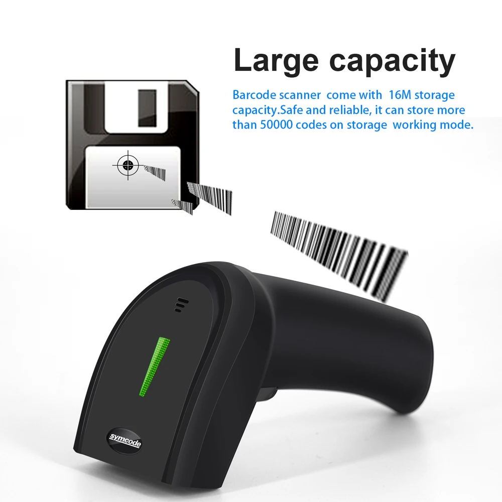 Imagem -04 - Ccd Wired Barcode Scanner Distância de Transferência sem Fio 100 Metros Trabalhar com Windowsmac 2.4ghz d 2d