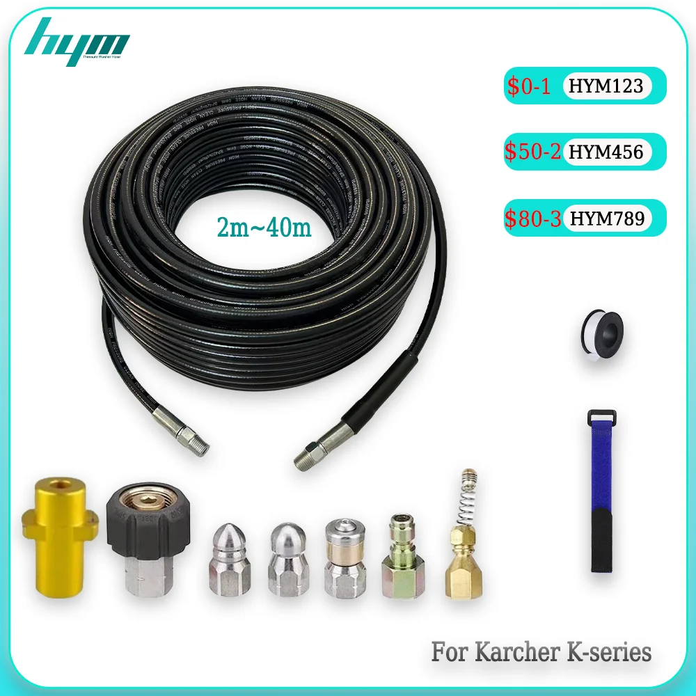 2~40M Sewage Pipe Unblocker Sinks Washing Nozzle Hose Cord High Pressure Hose Sewer Drainage Hose For Karcher pressure washer