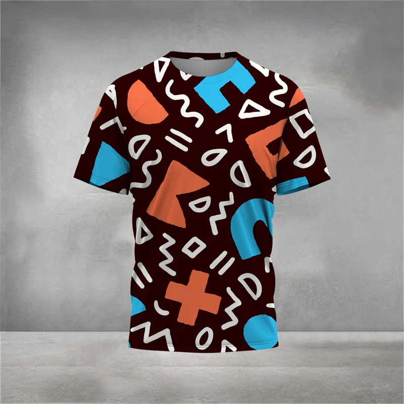 3D Printed Geometry Sports T-Shirt For Men Fashion Personality Pattern Tees Summer Loose O-Neck Tops Short Sleeves T Shirts