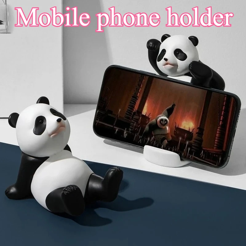 

Panda Phone Stand Holder - Cute Resin Desk Decor for Home/Office, Universal Mobile Phone Dock with Modern Sculpture Design