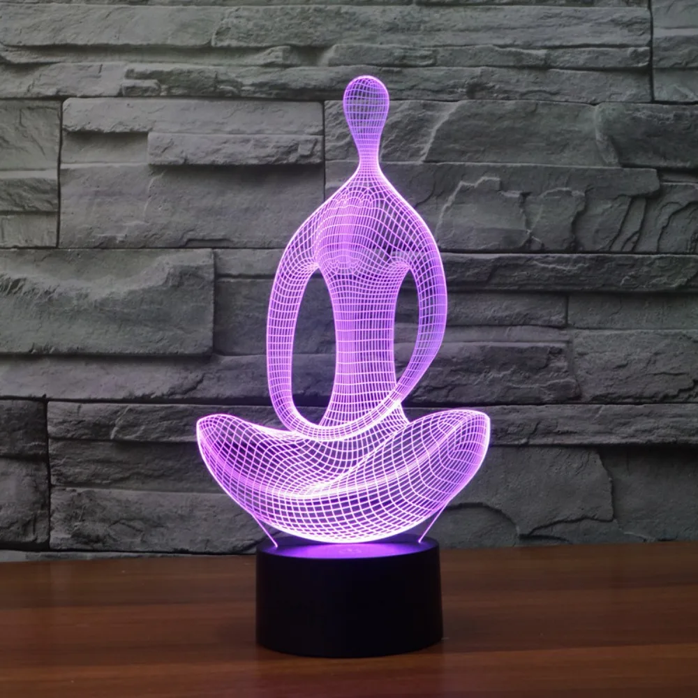 Yoga Meditation Table Lamp Home Bedroom Decoration Color Changing LED Night Lights for Kids Adult Birthday Christmas Gifts