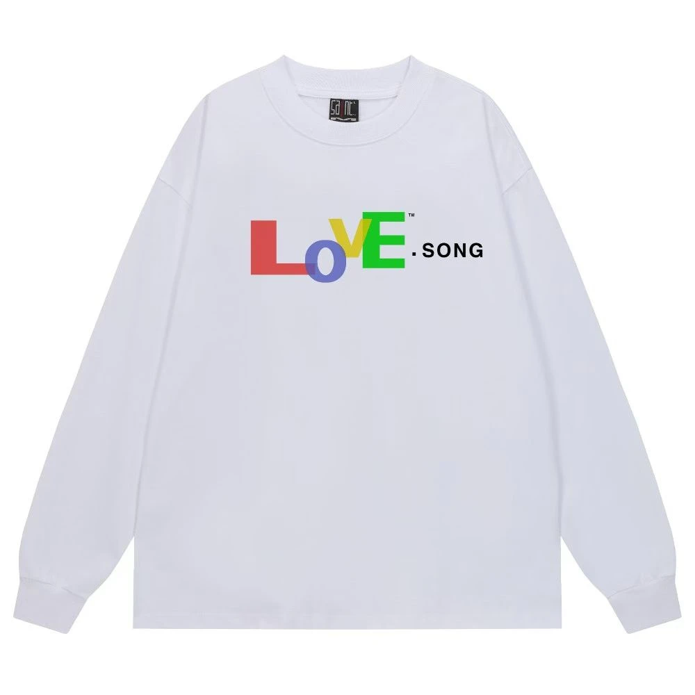 

LOVE SONG Saint Long Sleeved T-Shirt Men Women Couple Colorful Letter Logo Top Quality Cotton Loose Tee T Shirt