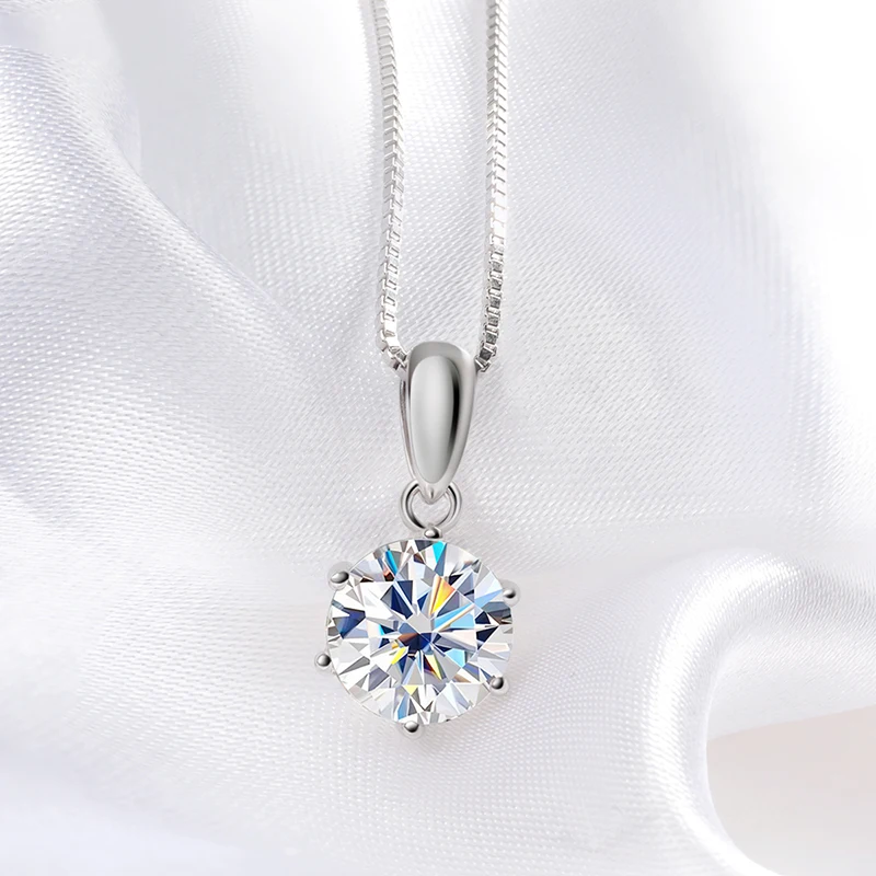 Smyoue 1CT 2CT D Color Moissanite Necklace for Women Flawless Sparkly Simulated Diamond Pendant Sterling Silver 925 Jewelry GRA