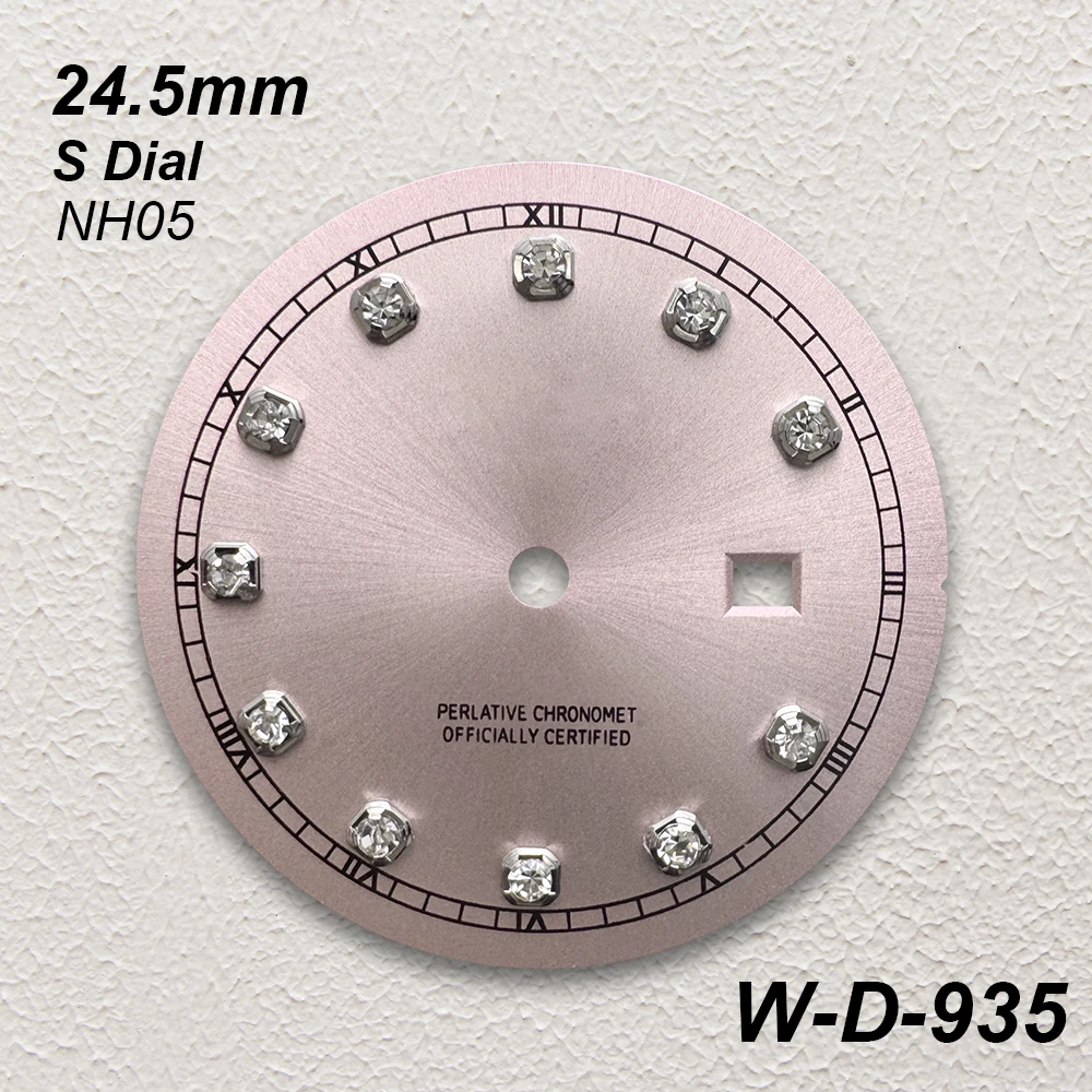 24.5mm S Logo Diamonds Dial Fit NH05 Japanese Automatic Movement Sunray Dial Watch Modification Accessories