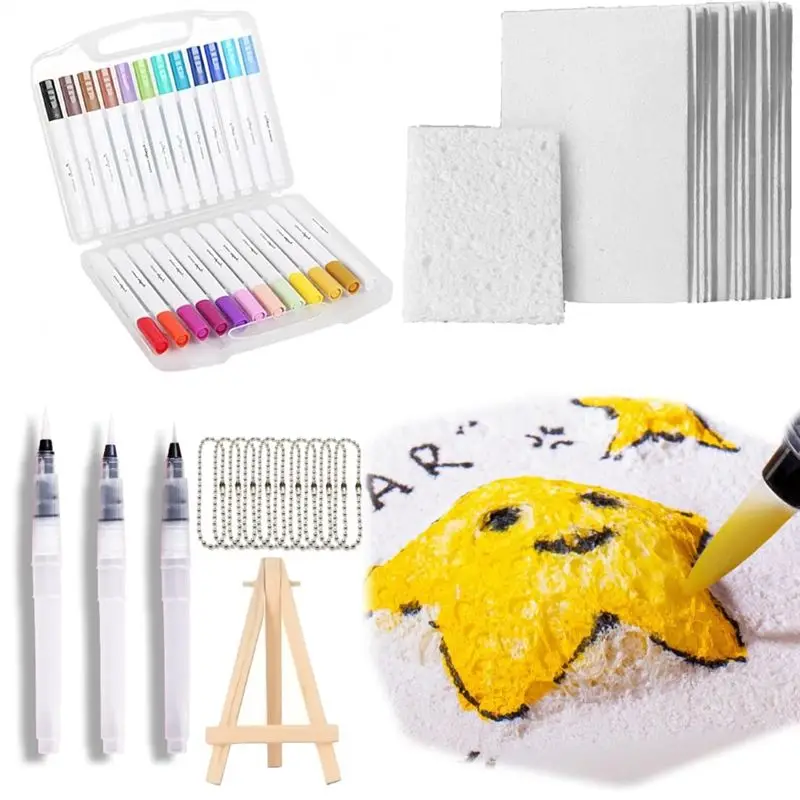 AEE2-Magic Puffy Paint,3D Drawing Magic Canvas Sponge,Foam Texture Painting Kit,Puffy Popcorn Drawing Texture Painting Kit