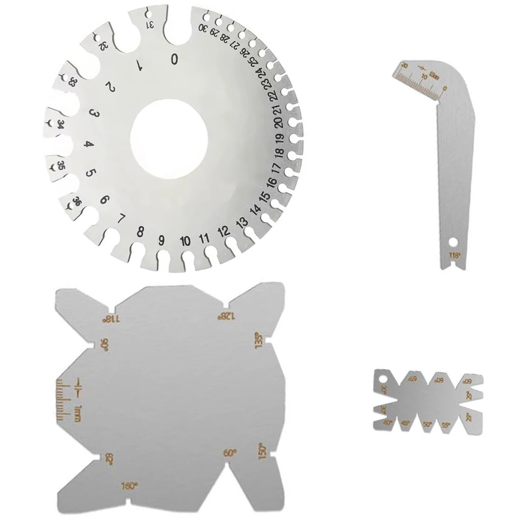 4pcs/Set Drill Bit Angle Gauges Stainless Steel Drill Sharpener Tools Drill Bit Sharpening Gauge Measuring Tool