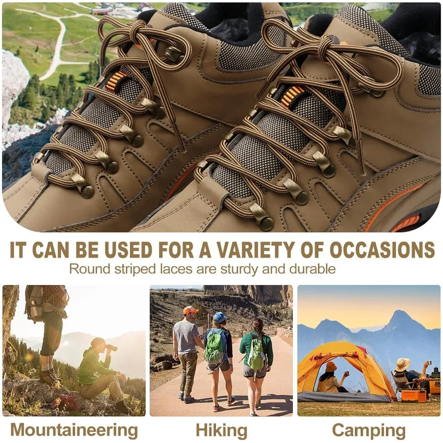 أربطة أحذية دائرية متينة: أربطة أحذية للمشي لمسافات طويلة للأحذية وأحذية العمل 2 P