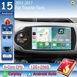 Android 15 For Toyota Yaris 2012-2017 2K QLED Android Car Radio Multimedia Video Player GPS AI Voice CarPlay 4G Stereo Head Unit