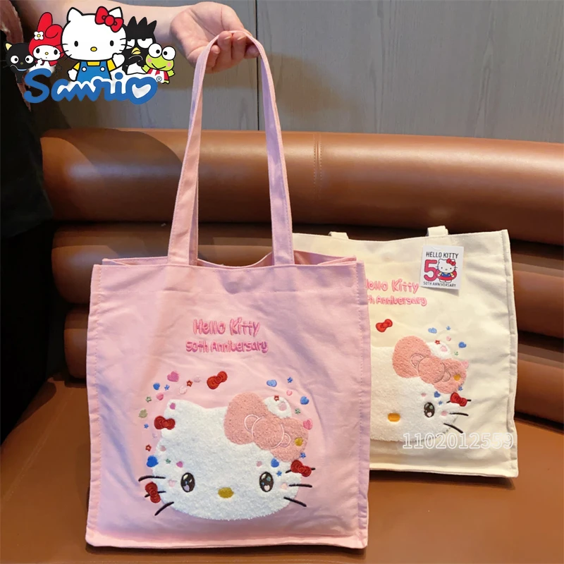 

Sanrio Hello Kitty New Women's Handbag Large Capacity Embroidery Women's Shoulder Bag Cartoon Fashion Casual Storage Women's Bag
